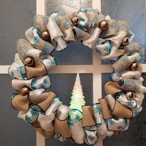Handmade color changing Christmas tree wreath